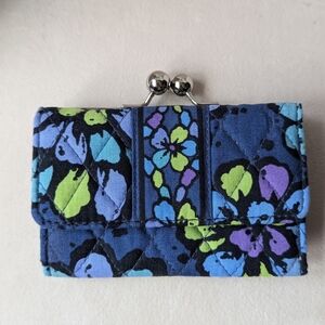 Vera Bradley Blue and Green Floral Quilted Wallet